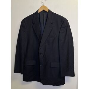 Hart Schaffner Marx 40S Navy Herringbone Gold Trumpeter Blazer Jacket Made In US